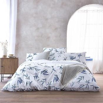 Funda Nórdica Cigeor Azul 200x200 cm, 100% algodón, 200 hilos, cierre con corchetes