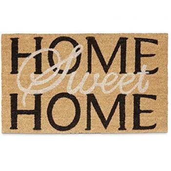 Relaxdays – 10020170 Felpudo Coco con Texto en inglés Home Sweet Home HELLERMANN Felpudo con Base Antideslizante de PVC, plástico, Natural/marrón, 45 x 75 x 1.5 cm