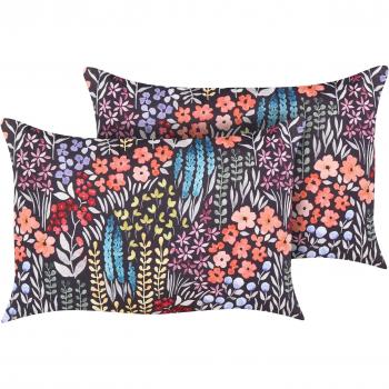 Conjunto de 2 cojines de exterior rectangulares 40 x 60 cm en poliéster multicolor con estampado floral para jardín y patio