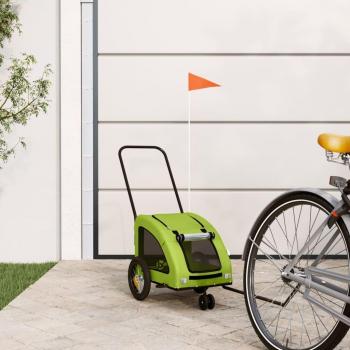 Remolque de bicicleta para mascotas de hierro y tela Oxford verde