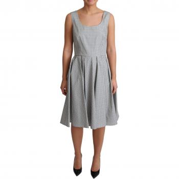Dolce & Gabbana Gray Polka Dotted Cotton A-Line Dress - IT44|L, Midi Dress, Female, Size: M