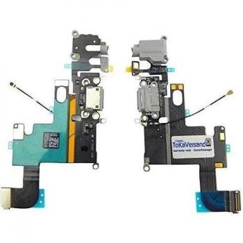 iPhone 6 Puerto de carga Premium hembra de carga Lightning Conector Dock Connector Micrófono Audio Jack auriculares Flex Cable Space Grey negro - TOKA-VERSAND de envío ®