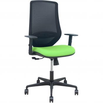 PIQUERAS Y CRESPO Silla de Oficina Mardos 0B68R65 - Sincro, Respaldo de Malla Negra, Asiento Color Pistacho, con Brazos Regulables