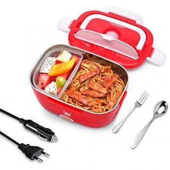 Timker Fiambrera Electrica 24v 12v 220v 3 In 1 Fiambrera Electrica Camion Coche y Trabajo Termo Comida,Fiambrera Calentador Comida Portatil Oficina 40w Acero Extraíble De Acero Inoxidable 1.5l