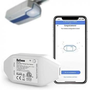 Wi-Fi Controlador de Puerta de Garaje. Se Puede Usar con el Control Remoto Original de la Puerta de Garaje Existente. Remoto por App, Compatible con Alexa y Google Assistant.