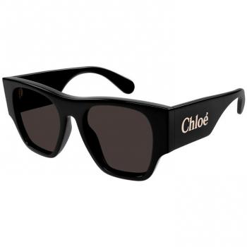 Chloé Bold Square Sunglasses with Oversized Arms, Black, Female, Size: 53 MM (Ch0233S 001)