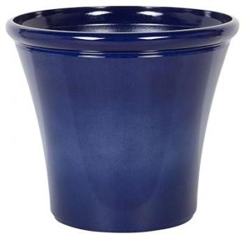 Maceta de exterior sólida de fibra de arcilla azul marino alto brillo 50 x 44 cm resistente a la intemperie