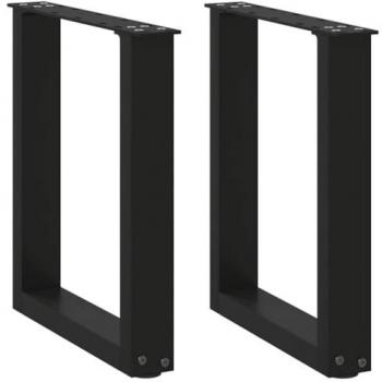 U-Shaped Coffee Table Legs - 2 pcs Black Steel 38x(42-43) cm