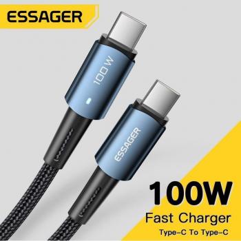 Cable USB Tipo C 100W PD QC 4.0/3.0, Carga Rápida para MacBook Pro, Samsung y Xiaomi, Longitud 2m, Color Azul