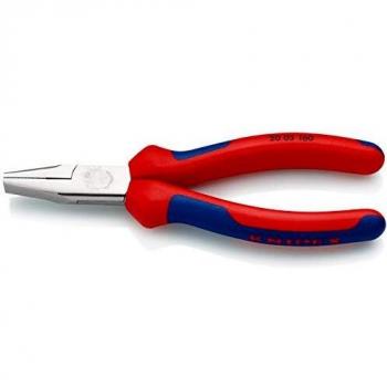 Knipex 20 05 160 - Alicate de boca plana, pinza plana con cabeza cromada, asas de tubo de plástico, longitud: 160 mm
