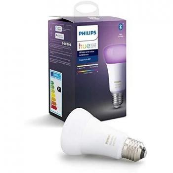 Philips Hue Bombilla Inteligente LED E27, con Bluetooth, Luz Blanca y Color, Compatible con Alexa y Google
