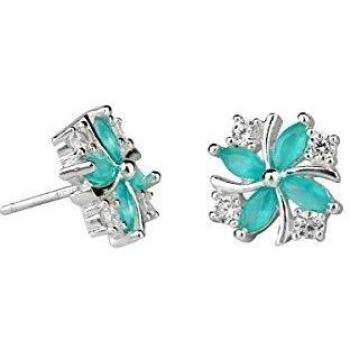 VIDAL & VIDAL Pendientes Plata flor milky green