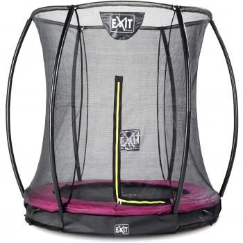 Cama Elástica Silhouette Redonda de Suelo Rosa 183 cm con Red de Seguridad