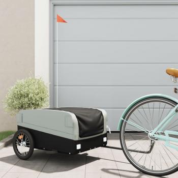 Remolque para bicicleta de carga vidaXL hierro negro y gris 45 kg