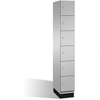 Armario de Compartimentos Bajo Llave C+P Cambio con 6 Fachos y Puertas de Acero en Color Blanco Aluminio