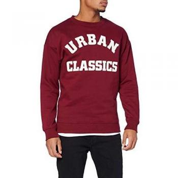 Urban Classics Men's Bordeaux College Print Crew Sweatshirt