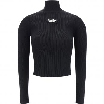 Diesel Women's Black Ribbed Turtleneck Sweater - Size M