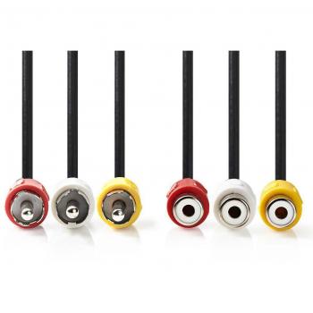 Cable AV 3x RCA macho-hembra 5 M Negro
