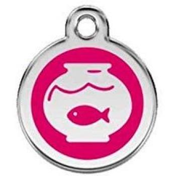 Placa para Gato Fish Bowl Rosa Fucsia Acero Inoxidable Pequeña Diámetro 2 cm - RedDingo