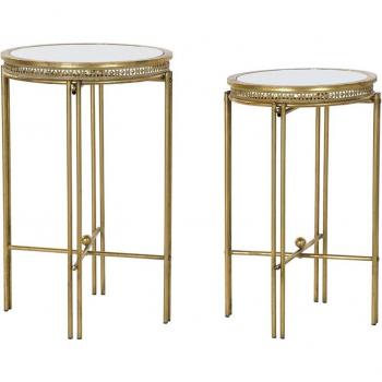 Mesa auxiliar pack 2 mesitas auxiliares metal DKD Home Decor Espejo Cobrizo Claro
