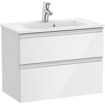 Mueble de baño compacto Roca The Gap con 2 cajones y lavabo, color blanco brillo, medidas 705 x 380 x 537 mm