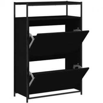 Zapatero de madera multicapa negro 75x34x112 cm