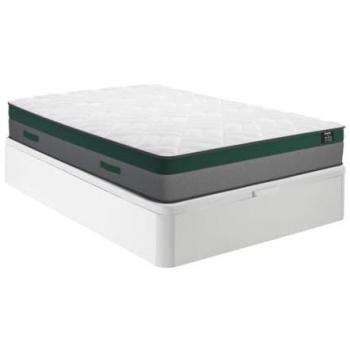Cama 160 x 200 cm - canapé abatible blanco + colchón de muelles ensacados - Prestige
