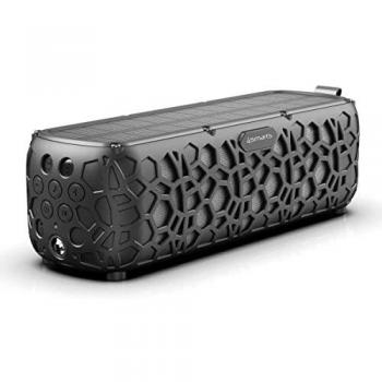 Altavoz portátil estéreo Bluetooth 10W con energía solar, certificado IPX6, color negro, 10 horas de autonomía