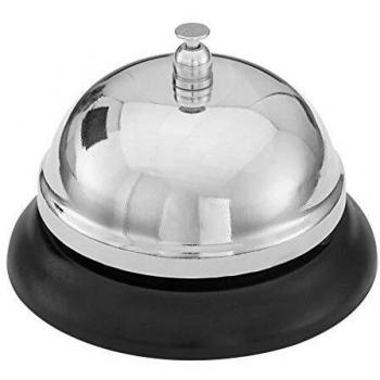 Campana de mesa WEDO metálica negra y plateada, 8.5 cm