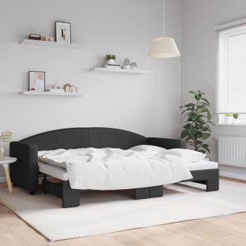 Sofá cama nido negro 80x200 cm con tela resistente y cama extraíble
