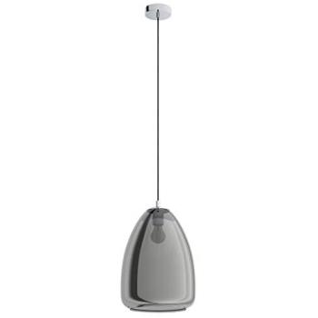 Lámpara Colgante Alobrase de Vidrio Fumé Ø30cm 1xE27, Diseño Moderno en Acero Cromado, Ideal para Cocina y Comedor