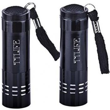 TTLIFE juego de 2 - 9 LED Mini linterna de aluminio brillante, Baterías no incluidas, una gran herramienta para el exterior