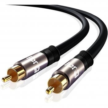 IBRA® Cable de Audio RCA para Subwoofer de doble blindaje y conectores enchapados en oro - 7.5 metros / Gun