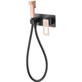 Grifo empotrado monomando para bidé Suecia Imex - Ducha higiénica con grifo monomando fabricado en latón de acabado negro mate y oro rosa