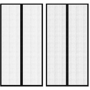 vidaXL 2x Cortinas Mosquitera Magnética para Puerta Negro Tela Contra Insectos
