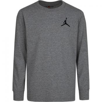 Camiseta Jordan Air Emroidery Gris para niños de manga larga, color gris oscuro, talla 10-12 años