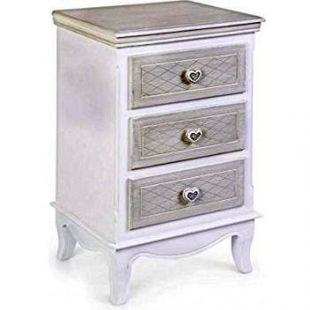 Cómoda de madera blanca Charlene con 3 cajones, dimensiones 41 x 33,5 x 68,5 cm