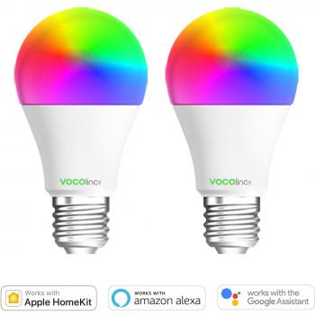 VOCOlinc L1 Bombilla de Luz LED Inteligente Smart Bulb, Multicolor, Regulable, Efectos de Iluminación, Funciona con Apple HomeKit y Google Assistant, No Se Requiere el Hub, A60 E27, Wi-Fi 2,4GHz