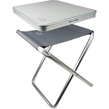 Taburete Bo-Camp Plegable con Tablero Extraíble - Gris