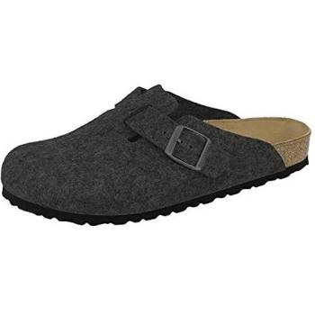 Birkenstock Boston Women's Wool Clogs in Anthracite with Buckle