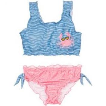 Playshoes Girls UV Protection Crab Bikini - Blue/Pink
