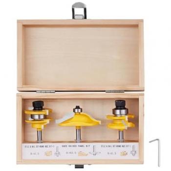 VEVOR 3-Piece Carbide Router Bit Set with 1/4 Inch Shank for Woodworking, MDF, Particle Board, and Plywood