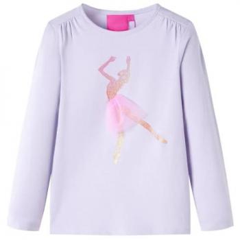 Camiseta Infantil de Manga Larga Estampado Bailarina Jersey Lila Claro 128