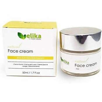Crema Facial Natural “Itzae” Elikafoods ®, Filtros Solares FPS15, Hidratante, Reafirmante. Ingredientes Naturales: Colágeno y Elastina, Extracto de Alga, Polvo de Oro, Aloe Vera y Rosa Mosqueta. 50ml.