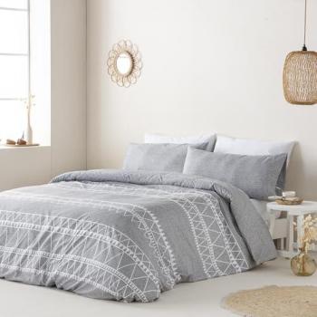 Funda Nórdica Reversible Navia Gris Hipoalergénica con Cierre de Botones - Incluye Funda de Edredón y Fundas de Almohada (Cama 180)