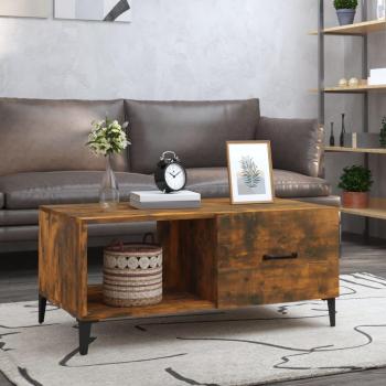 Mesa de centro madera contrachapada roble ahumado 90x50x40 cm, Mesita de Salón o Comedor o Auxiliar Mesa de Café en Blanco, Negro, Gris hormigón y más