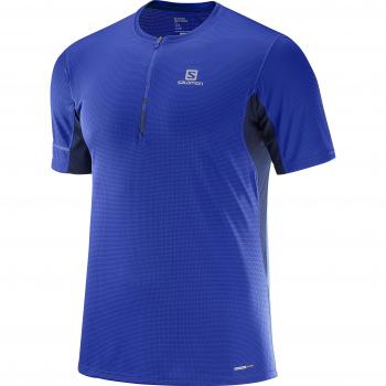 Salomon Agile HZ SS Camiseta de Manga Corta, Hombre, Azul