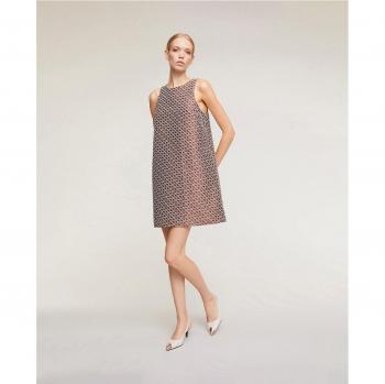 Vestido corto jacquard sin mangas con estampado Double Love