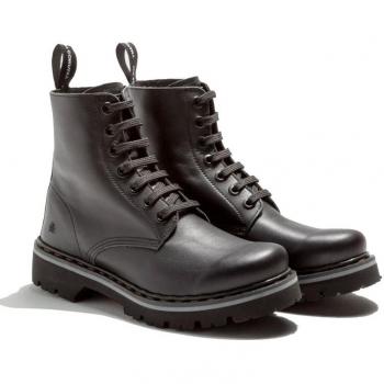 Botines de piel negro con cierre de cordones