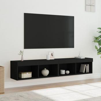 Mueble de TV con luces LED vidaXL 2 uds negro 80x30x30 cm